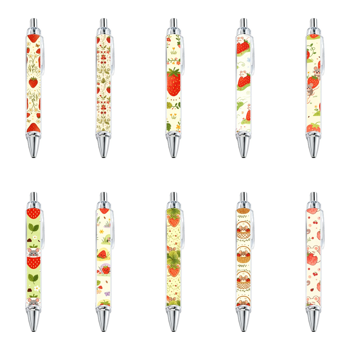 Strawberry And Mouse Gel Pens - 10-Pack