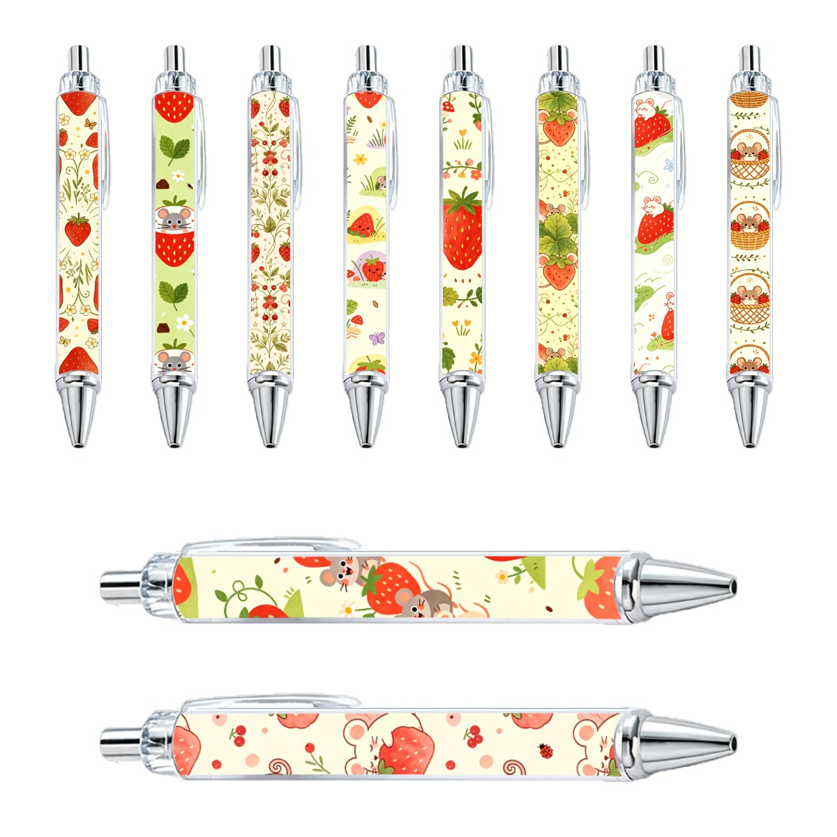 Strawberry And Mouse Gel Pens - 10-Pack