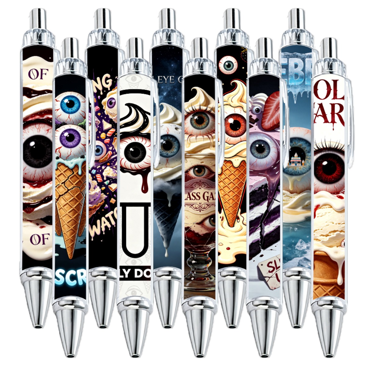 Creepy-Eyeball Ice Cream Gel Pens - 10-Pack