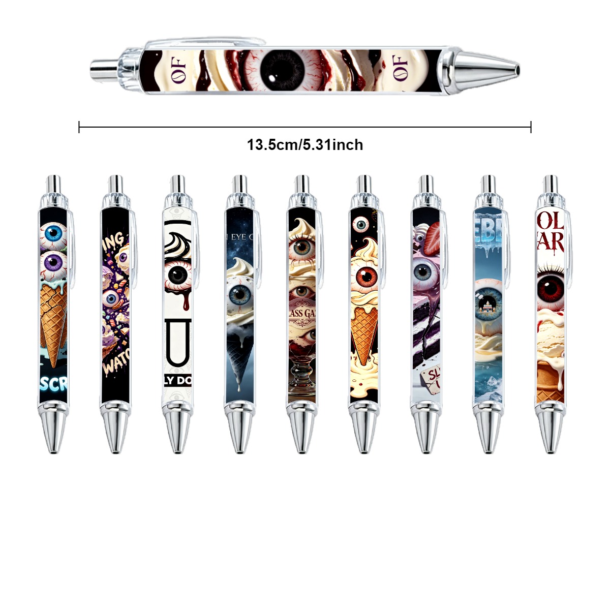 Creepy-Eyeball Ice Cream Gel Pens - 10-Pack