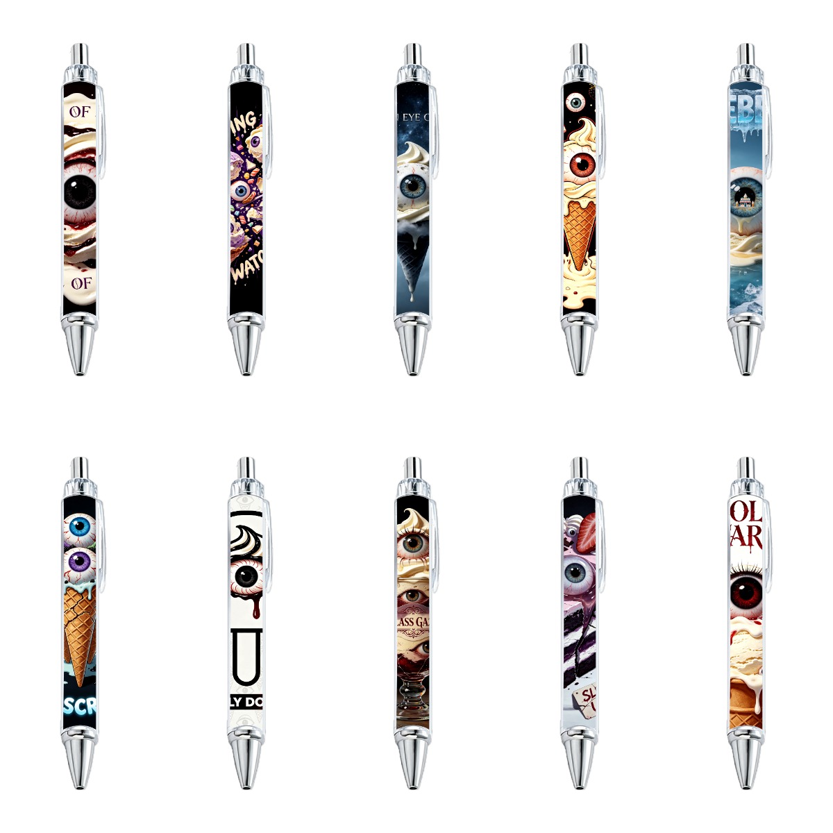 Creepy-Eyeball Ice Cream Gel Pens - 10-Pack