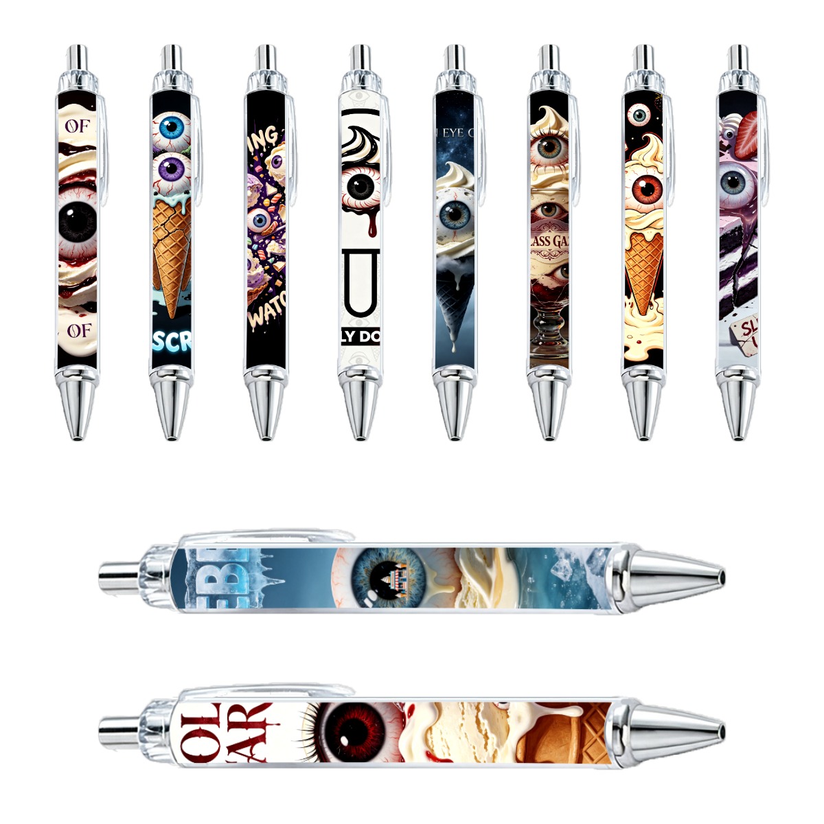 Creepy-Eyeball Ice Cream Gel Pens - 10-Pack