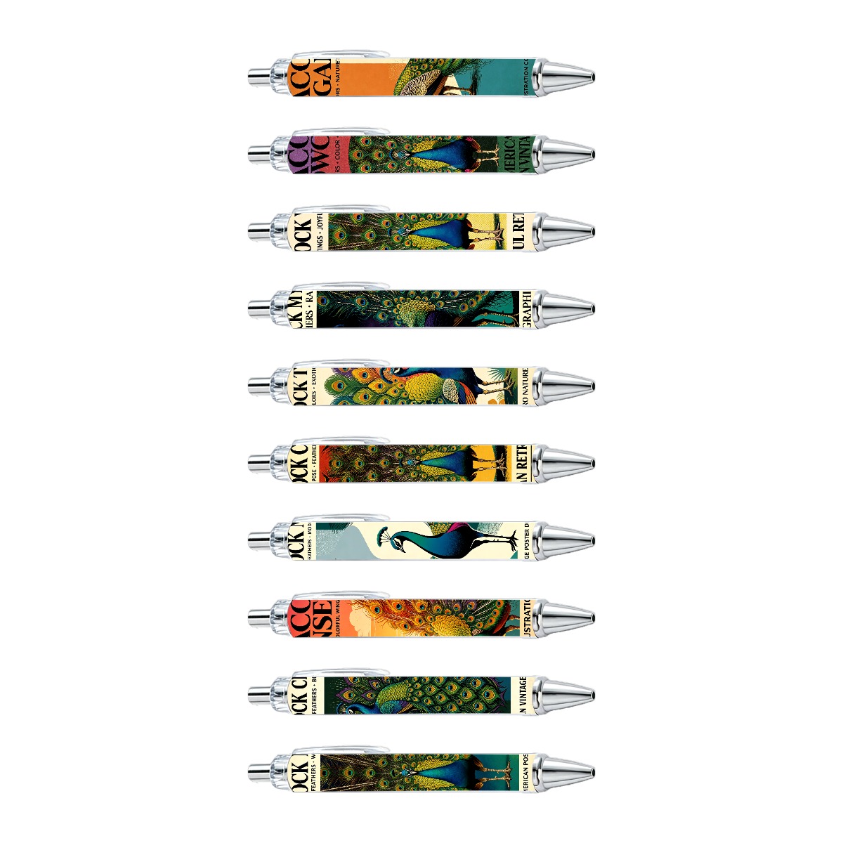Peacock Retractable Gel Pens - 10-Pack