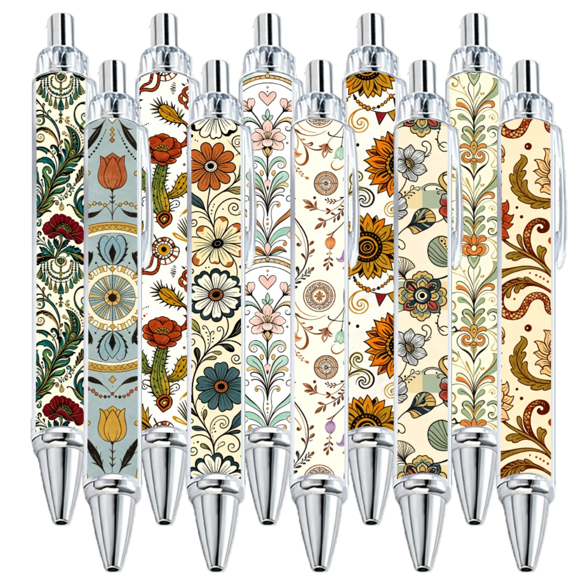 Floral Art Gel Pens - 10-Pack