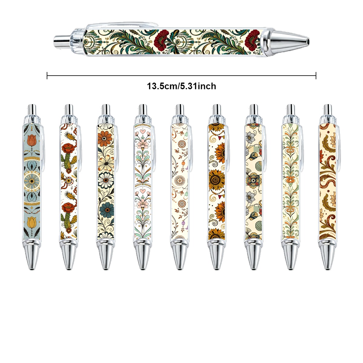 Floral Art Gel Pens - 10-Pack