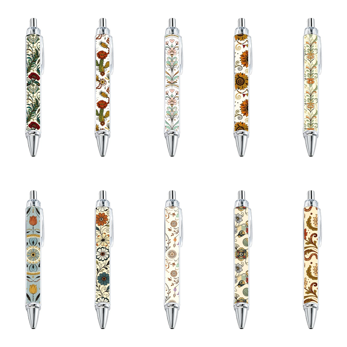 Floral Art Gel Pens - 10-Pack