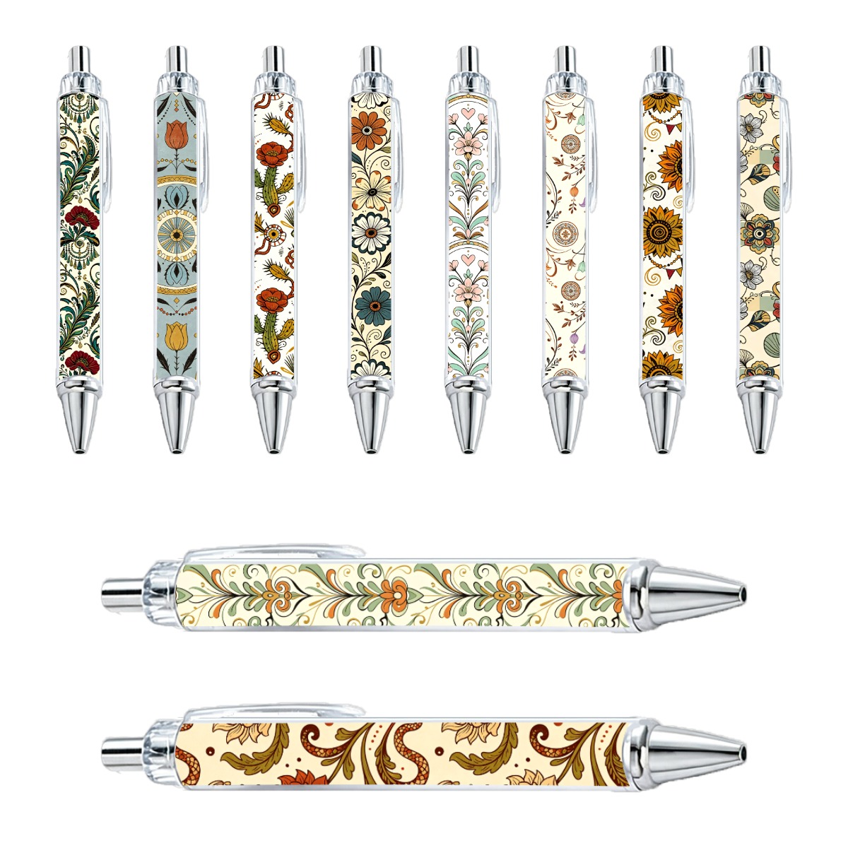 Floral Art Gel Pens - 10-Pack