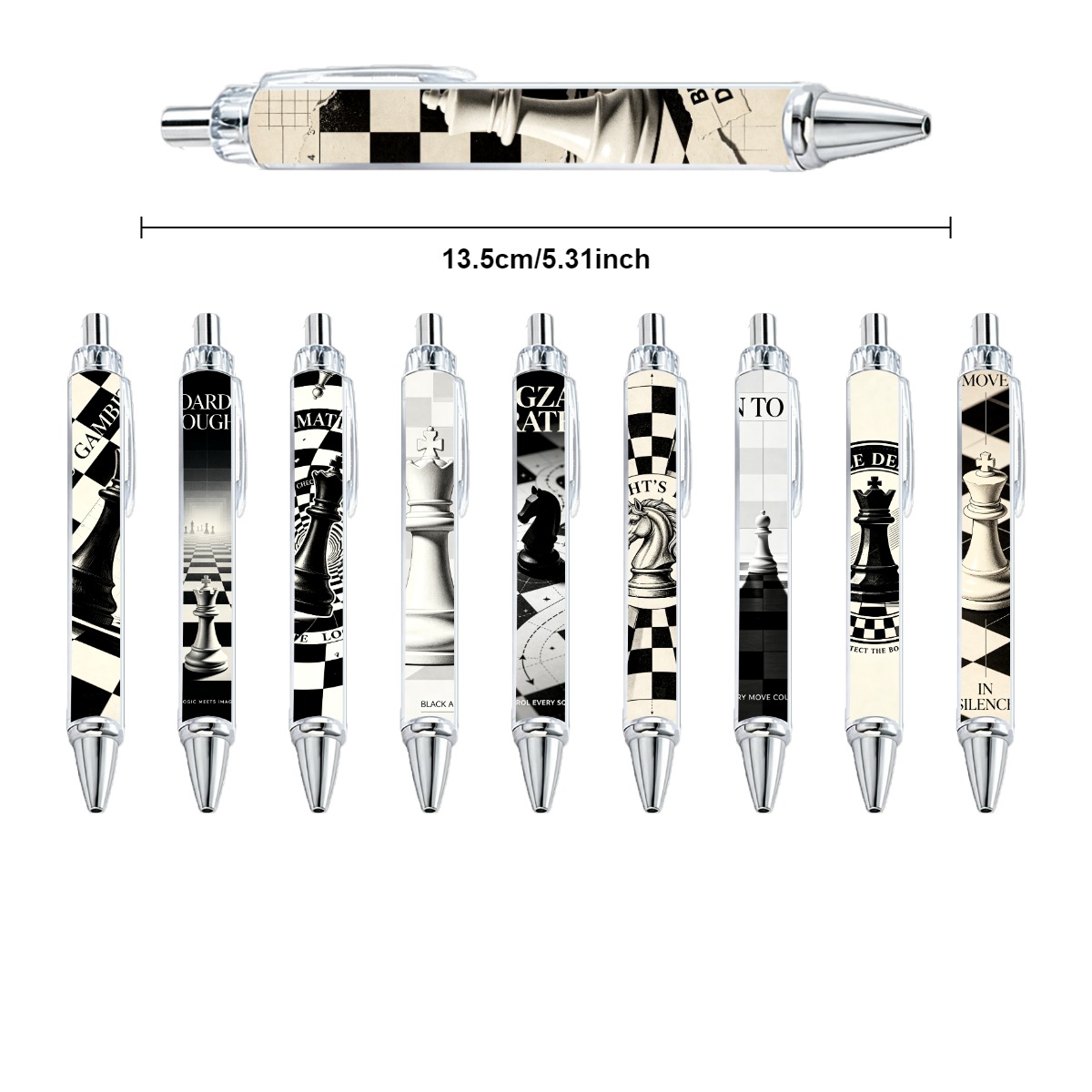 Chess-Themed Gel Pens - 10-Pack