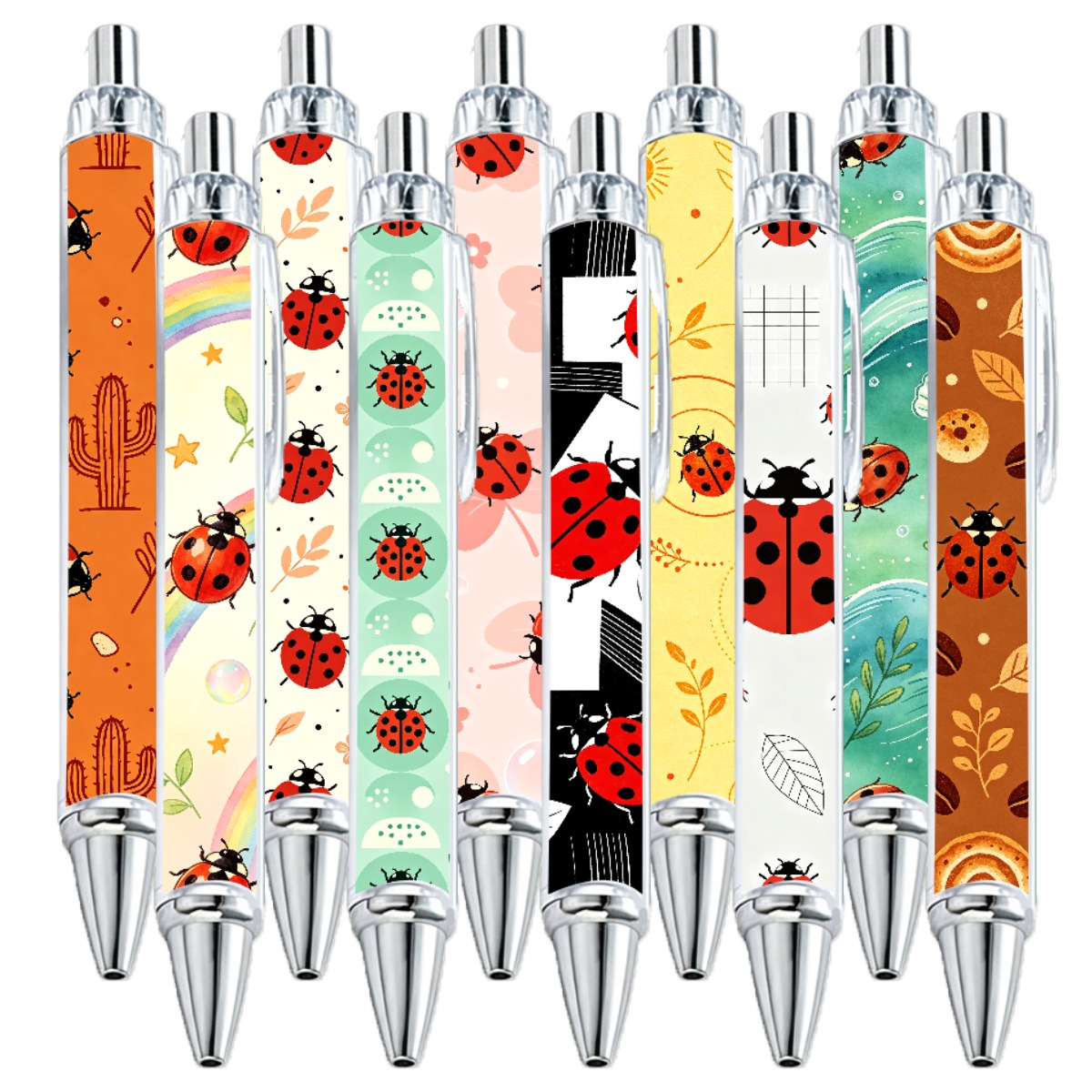 Ladybug Design Retractable Gel Pens - 10-Pack
