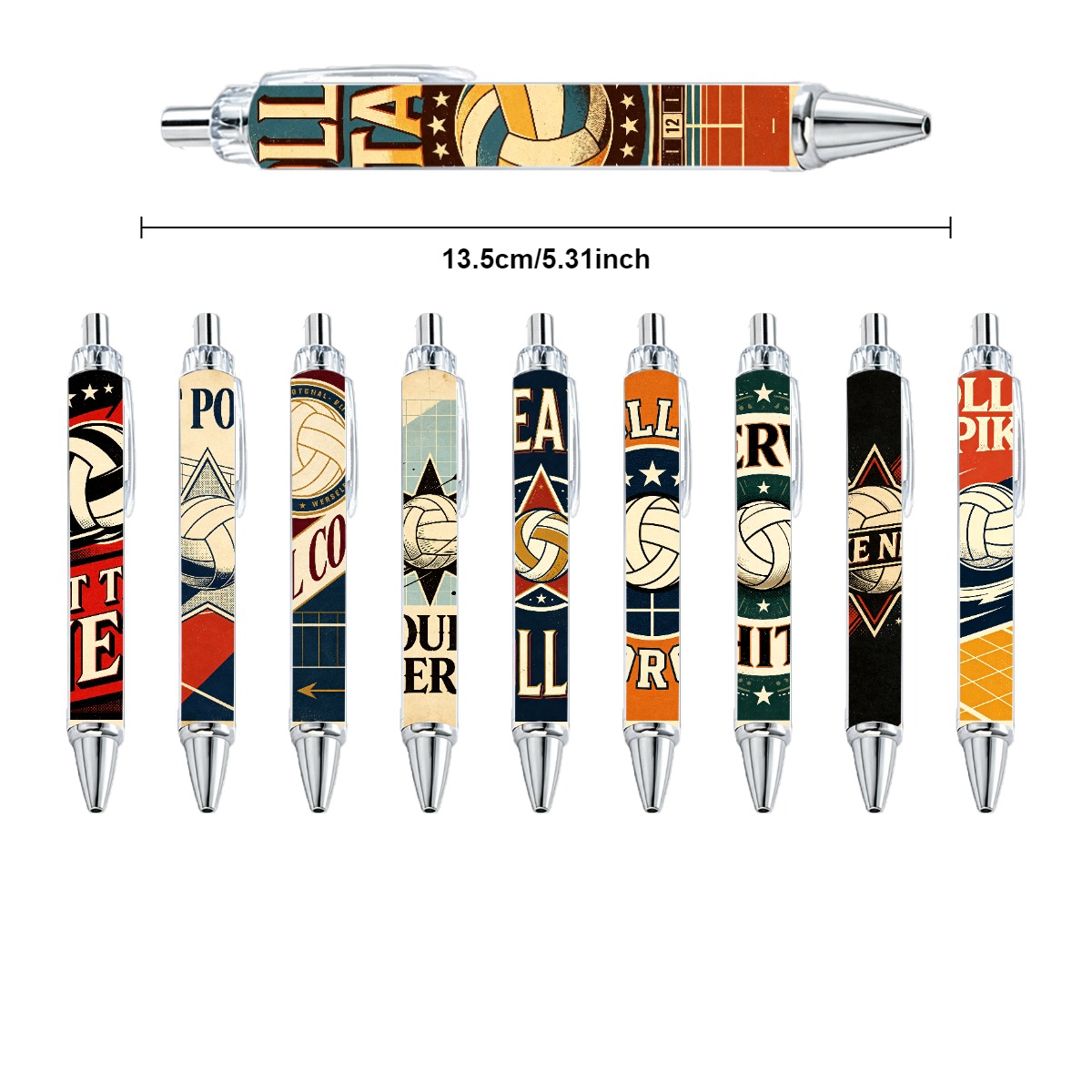 Volleyball Art Retractable Pens - 10-Pack