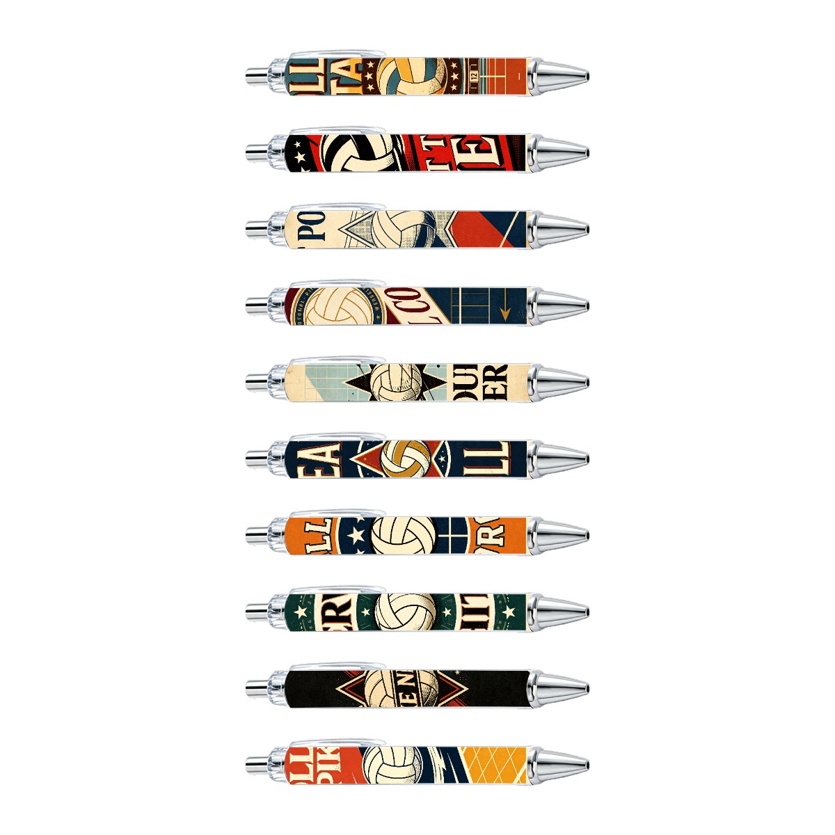 Volleyball Art Retractable Pens - 10-Pack