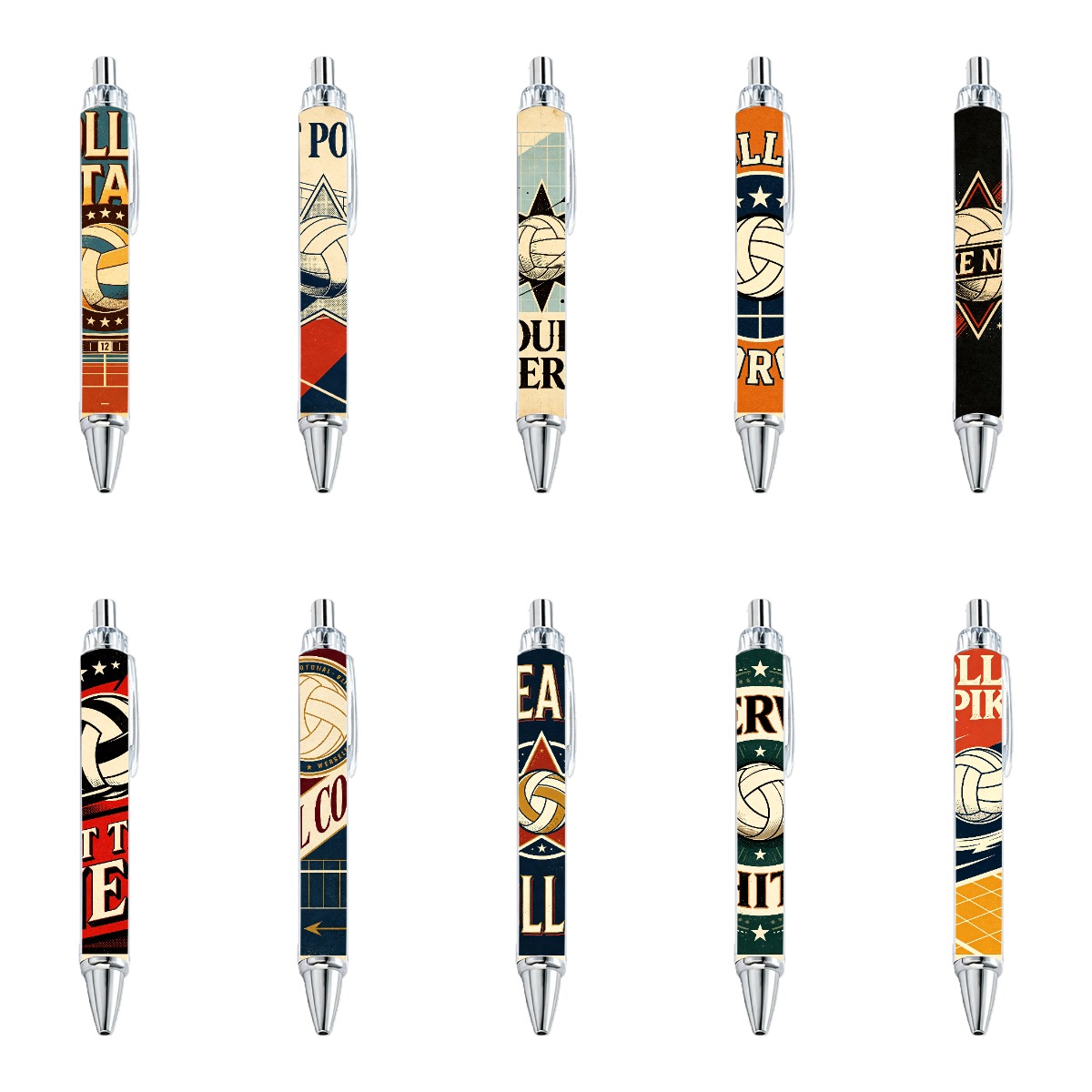 Volleyball Art Retractable Pens - 10-Pack