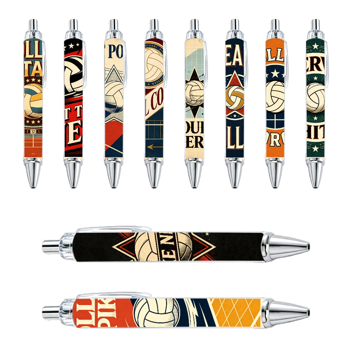 Volleyball Art Retractable Pens - 10-Pack