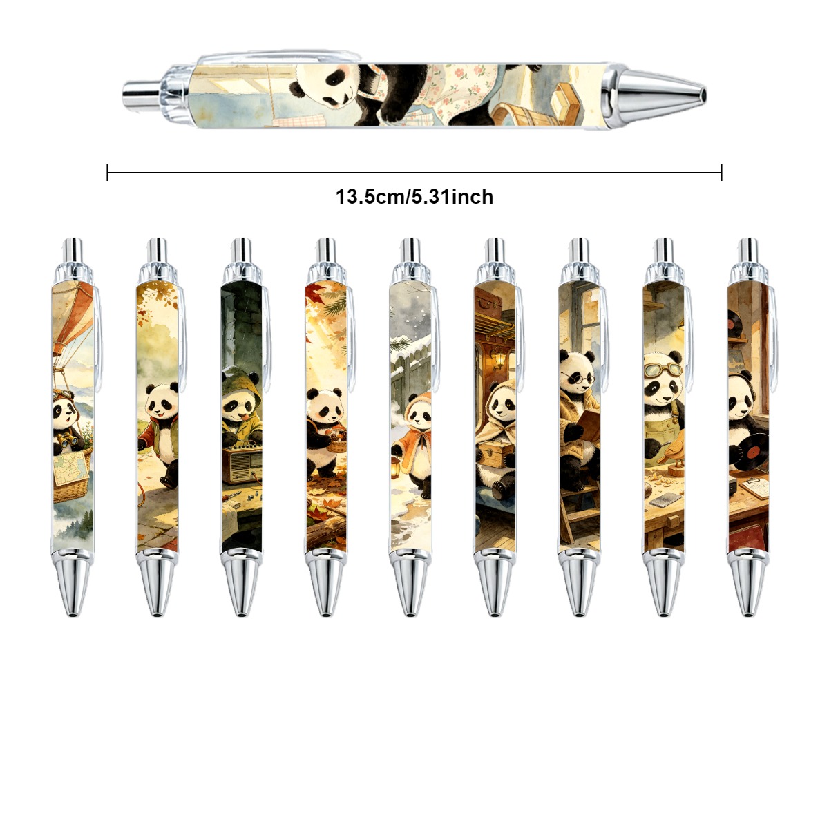 Watercolor Panda Gel Pens - 10-Pack
