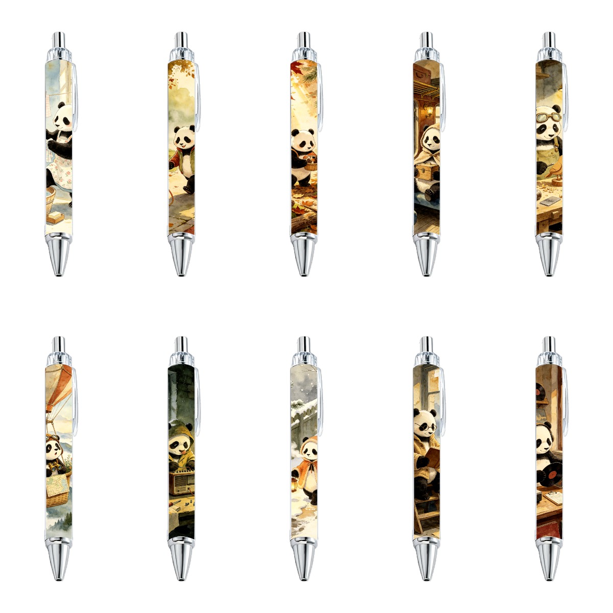 Watercolor Panda Gel Pens - 10-Pack