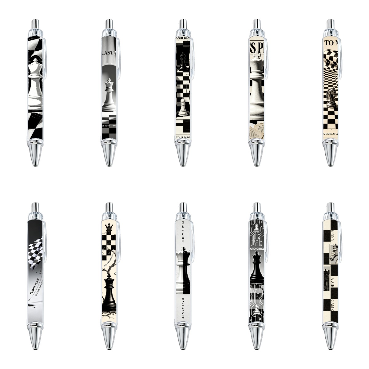 Chess Theme Gel Pens - 10-Pack