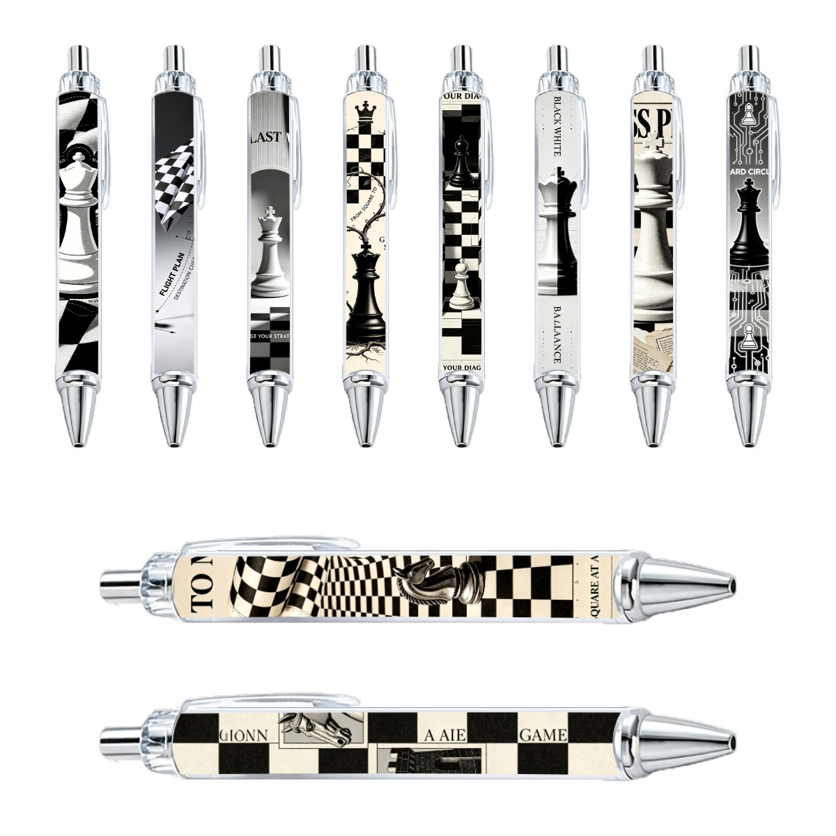 Chess Theme Gel Pens - 10-Pack