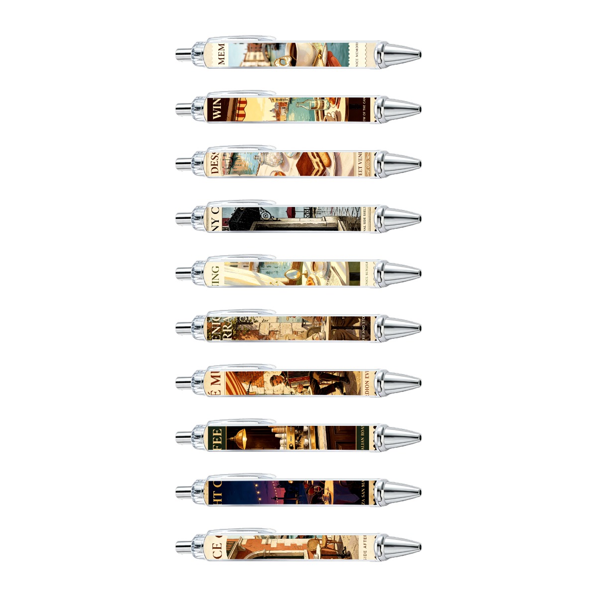 Venetian Cafe Scene Gel Pens - 10-Pack