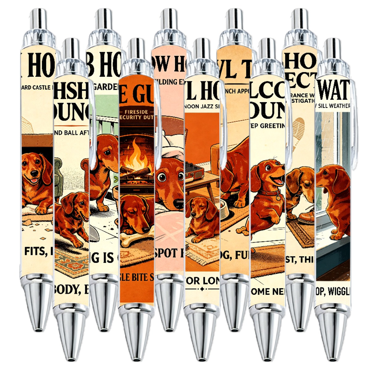 Dachshund Dog Theme Retractable Pens - 10-Pack