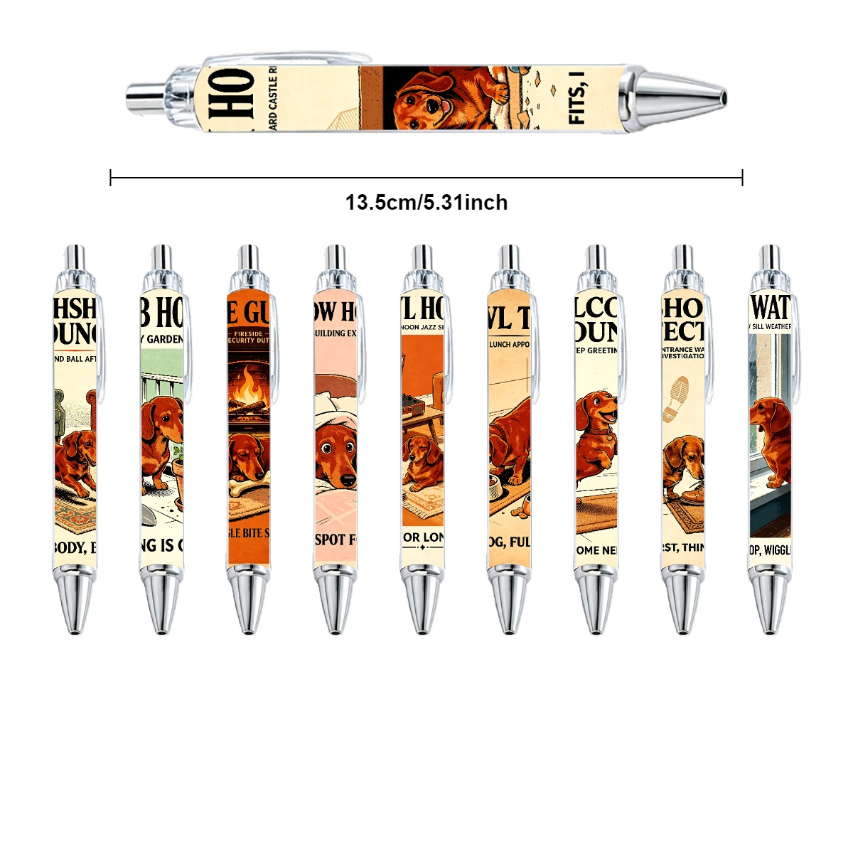 Dachshund Dog Theme Retractable Pens - 10-Pack