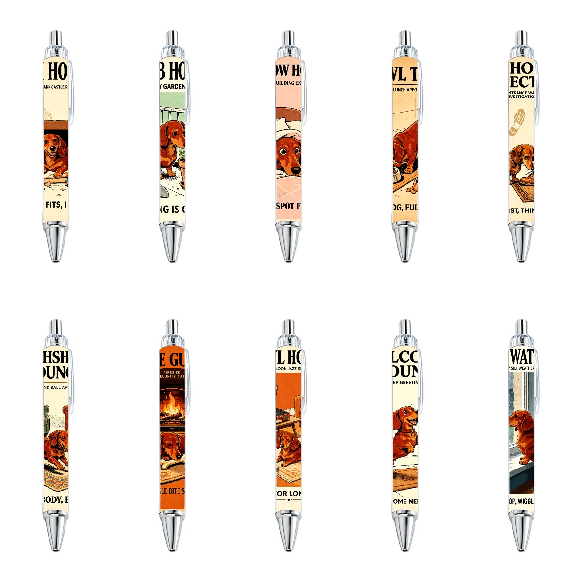 Dachshund Dog Theme Retractable Pens - 10-Pack