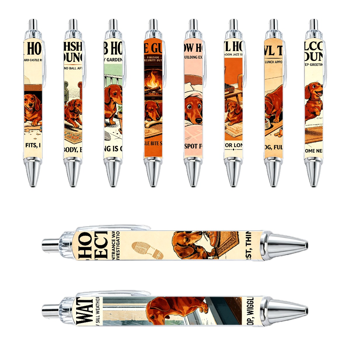 Dachshund Dog Theme Retractable Pens - 10-Pack