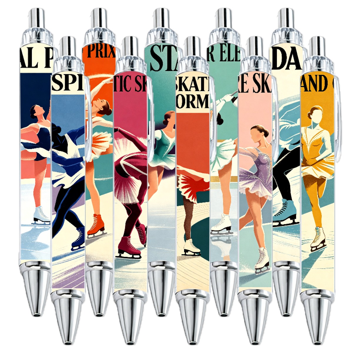 Figure Skating Art Retractable Gel Pen - 10-Pack