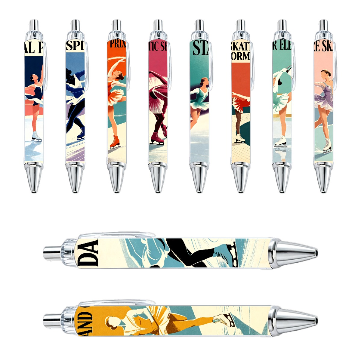 Figure Skating Art Retractable Gel Pen - 10-Pack