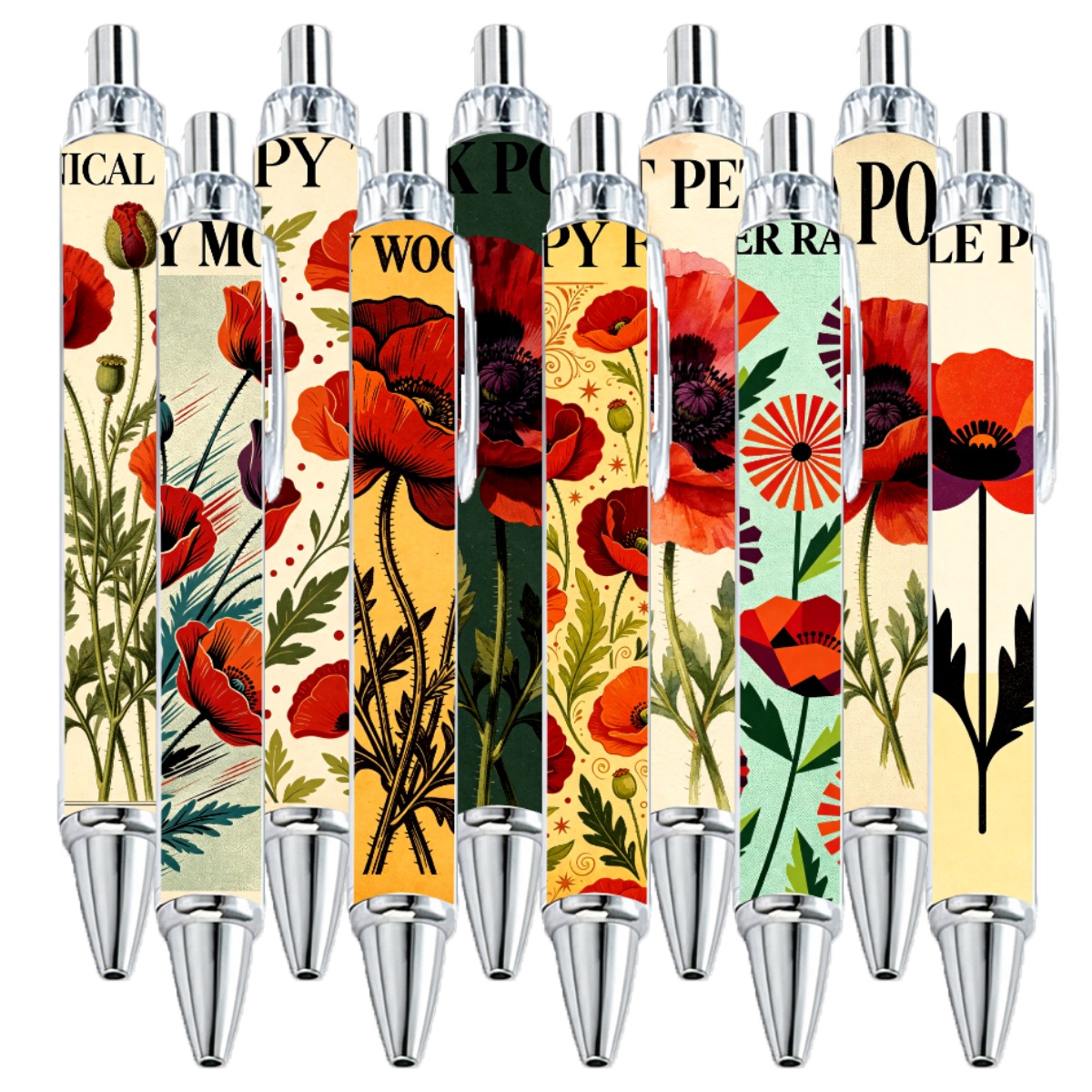 Floral Poppy Neutral Pens - 10-Pack