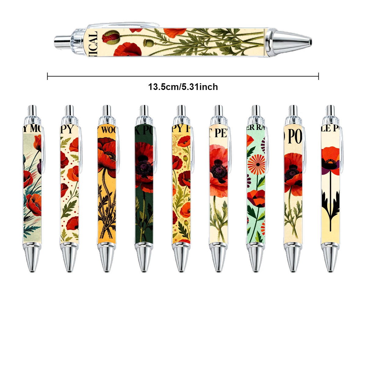 Floral Poppy Neutral Pens - 10-Pack