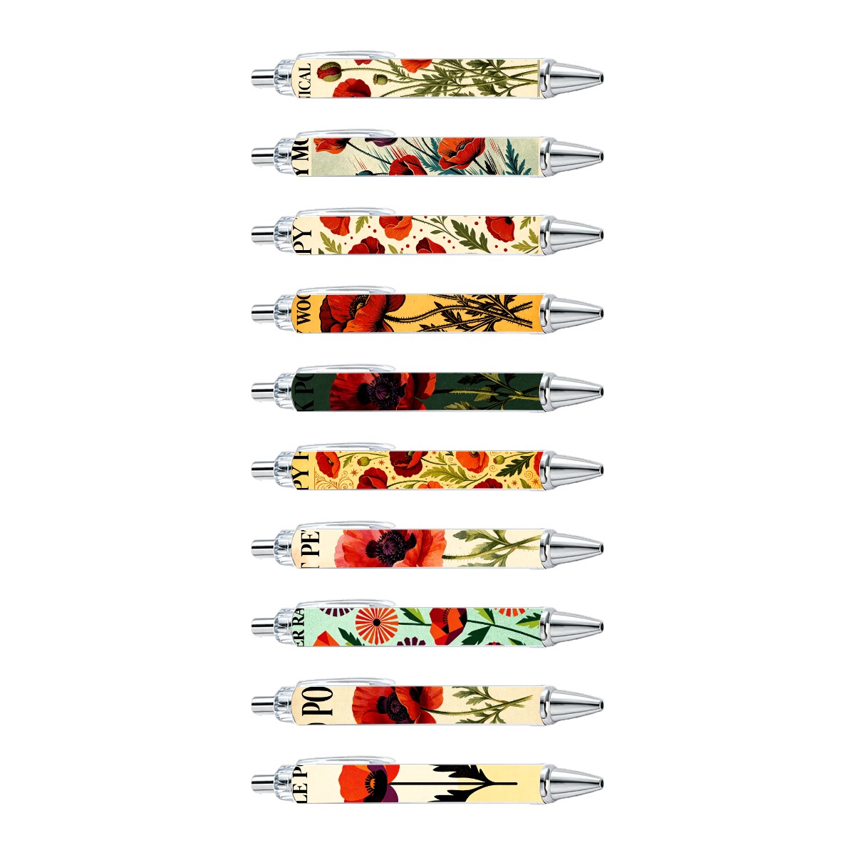 Floral Poppy Neutral Pens - 10-Pack