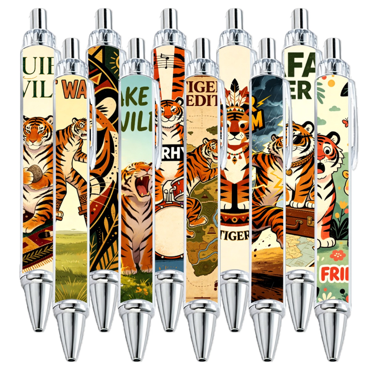 Tiger Art Gel Pens - 10-Pack