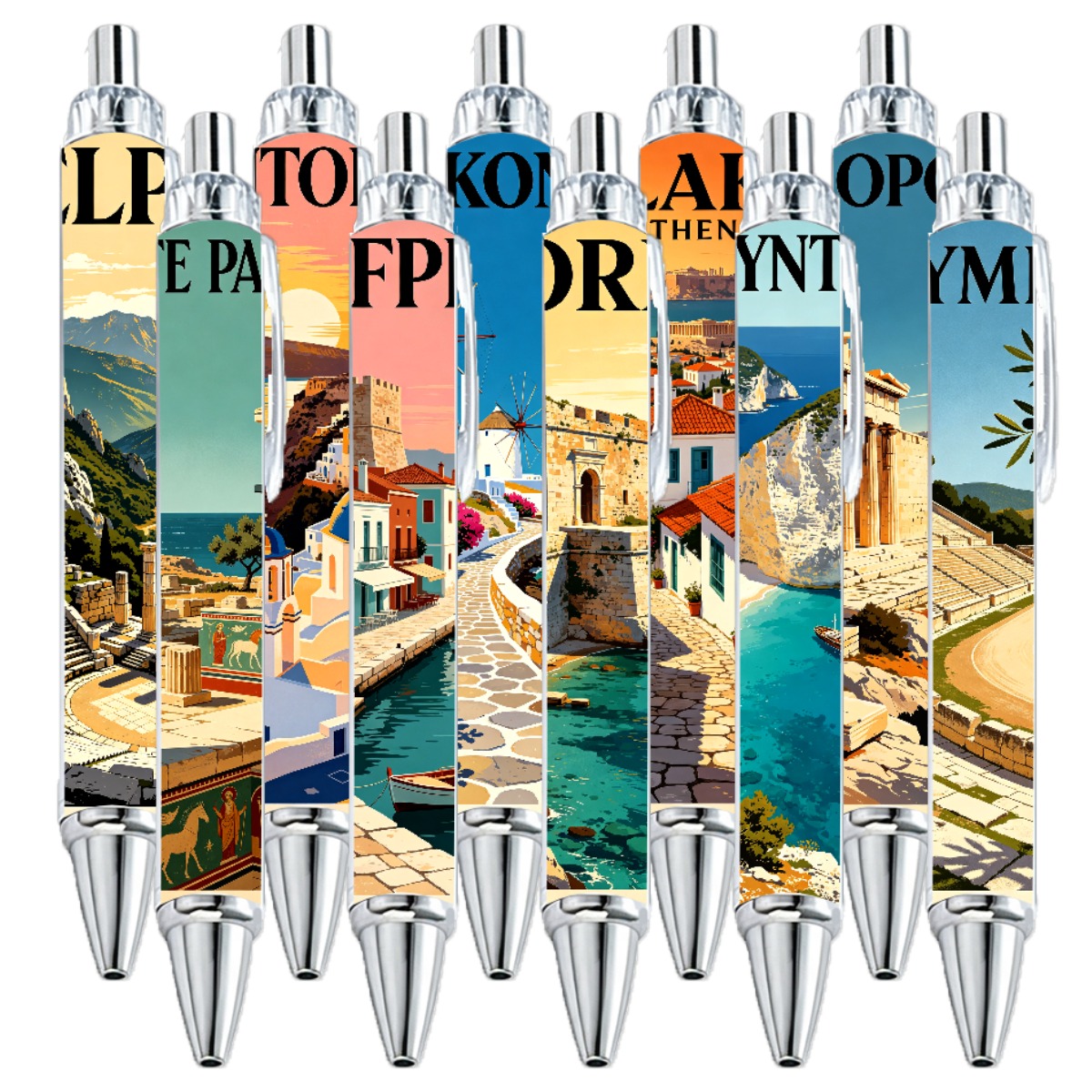 Greek Travel Art Ballpoint Pens - 10-Pack