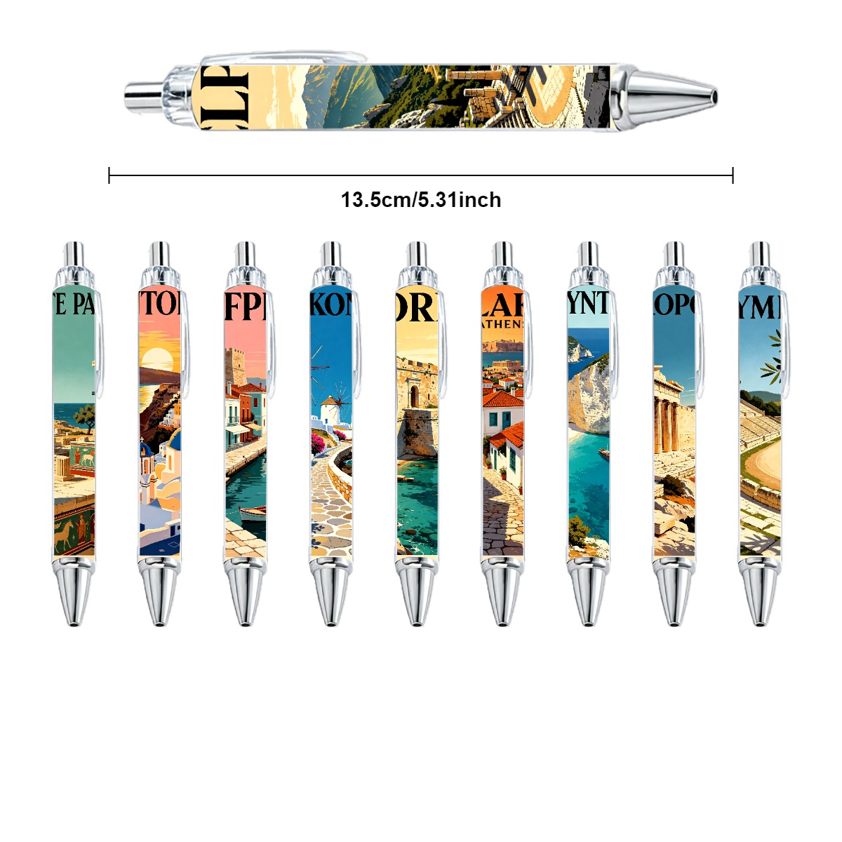 Greek Travel Art Ballpoint Pens - 10-Pack
