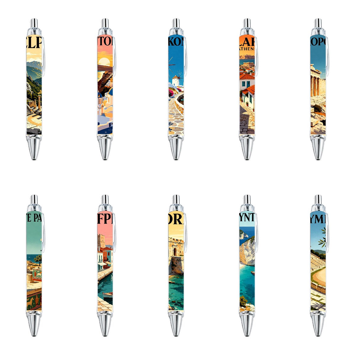 Greek Travel Art Ballpoint Pens - 10-Pack
