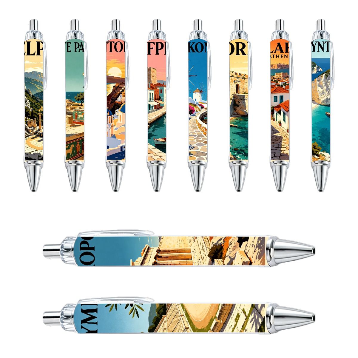 Greek Travel Art Ballpoint Pens - 10-Pack