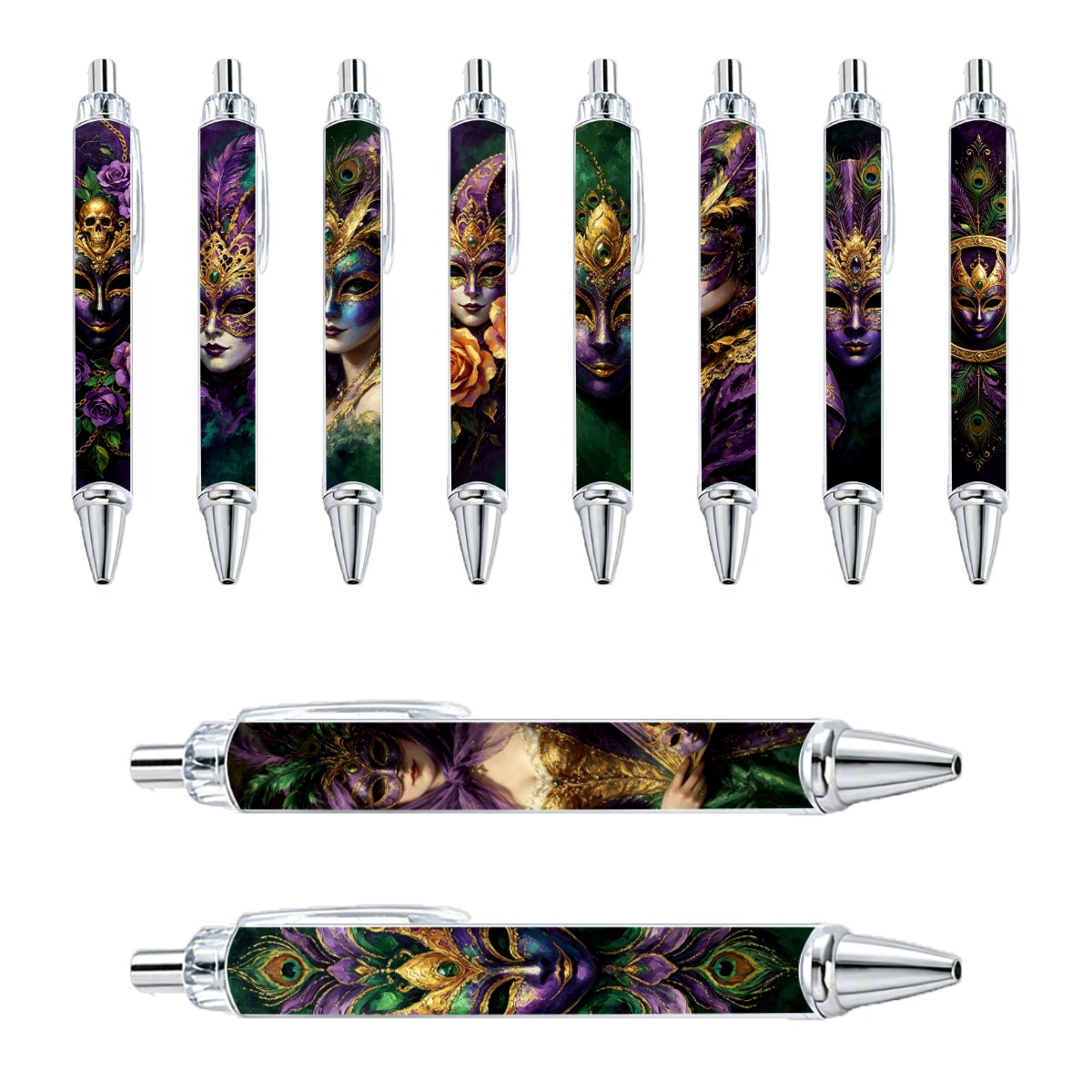 Mardi Gras Carnival Mask Gel Pens - 10-Pack