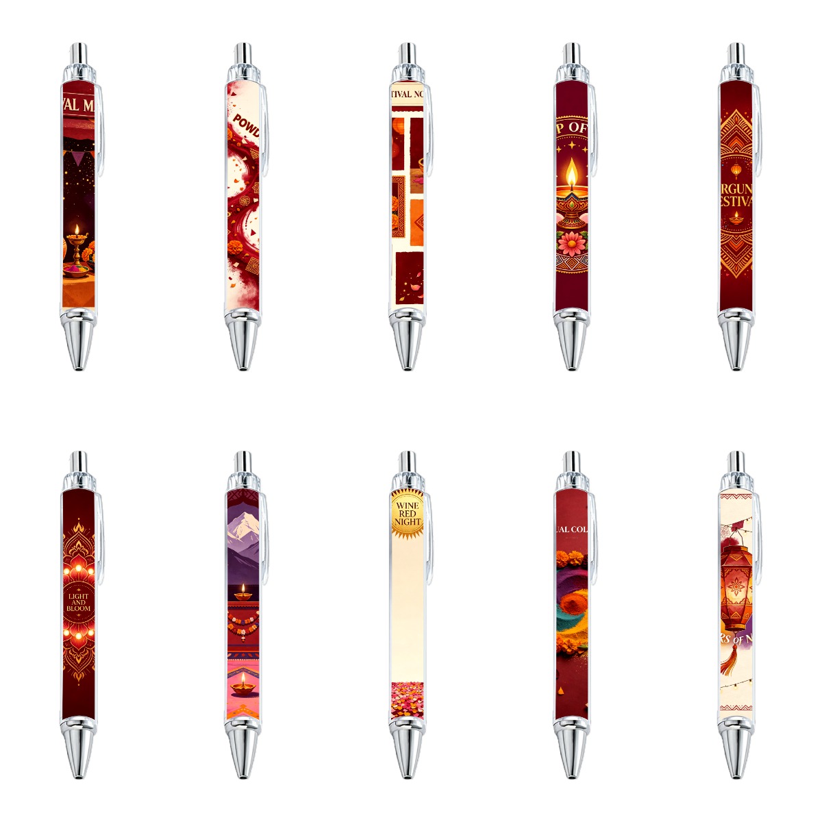 Diwali-Themed Gel Pens With Black Ink - 10-Pack