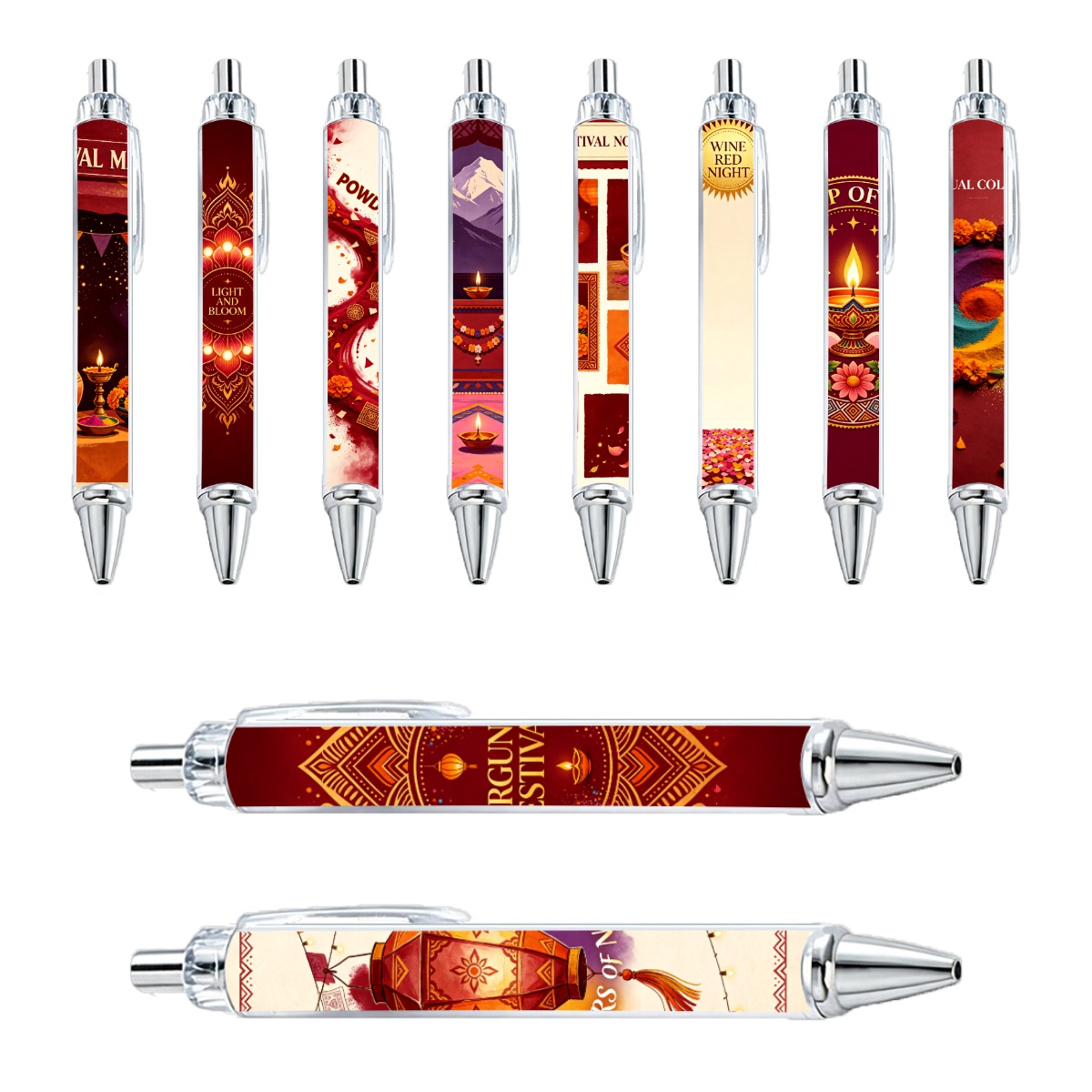 Diwali-Themed Gel Pens With Black Ink - 10-Pack