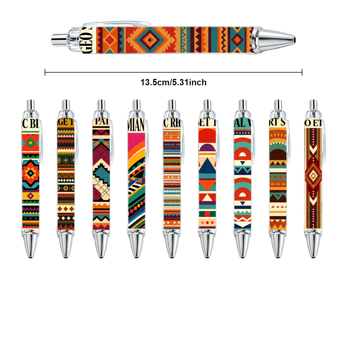 Boho Retractable Ballpoint Pens - 10-Pack