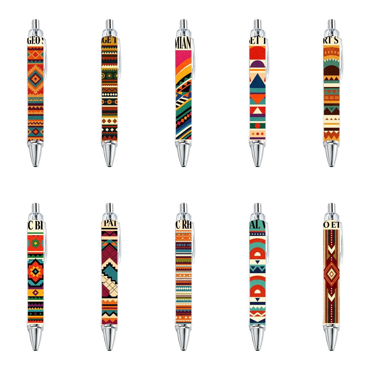 Boho Retractable Ballpoint Pens - 10-Pack