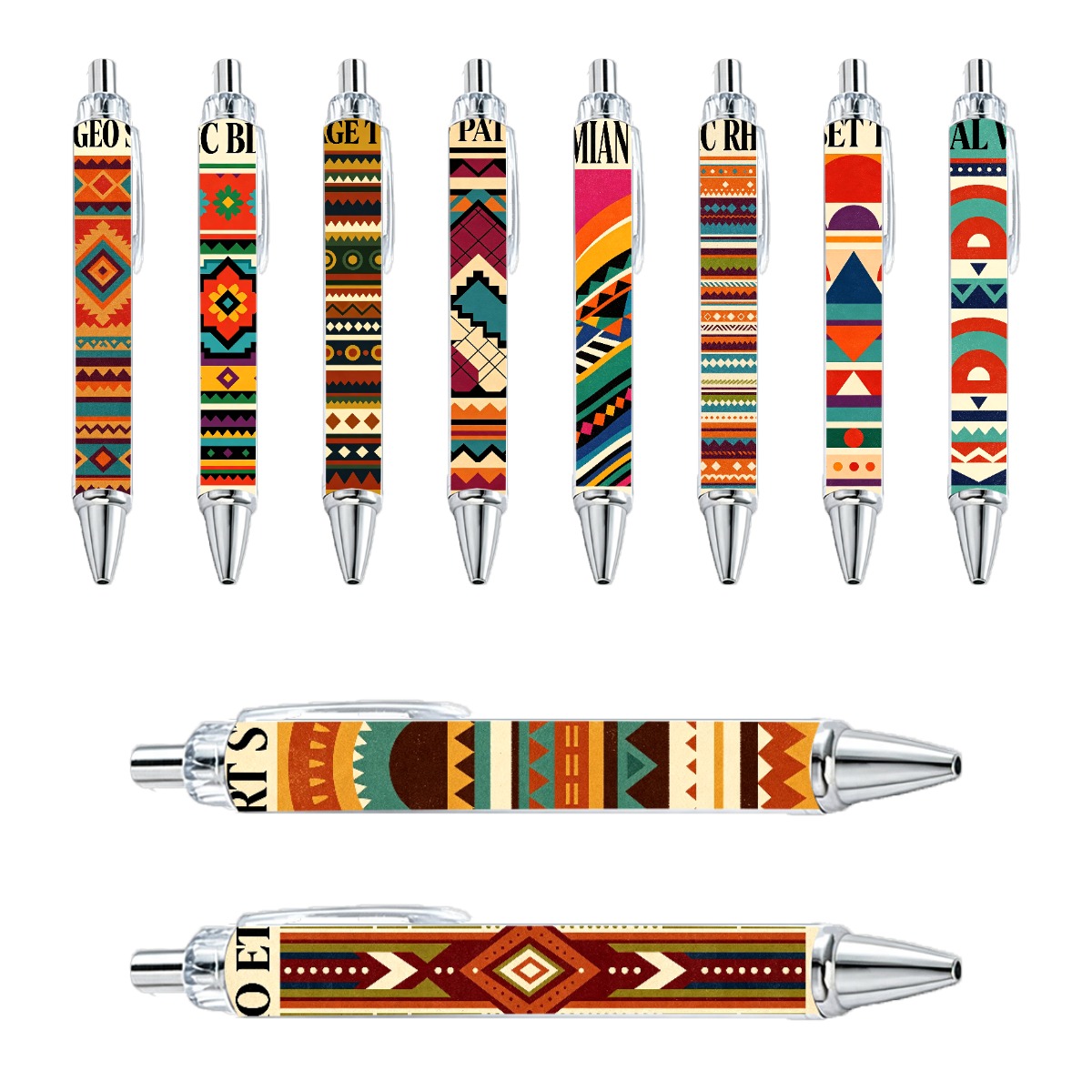 Boho Retractable Ballpoint Pens - 10-Pack