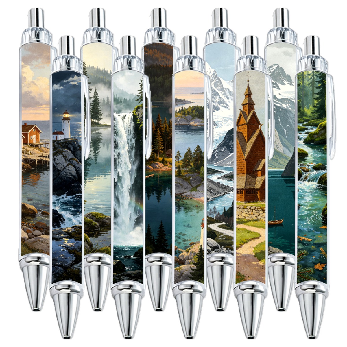 Scenic Landscape Click Pens - 10-Pack