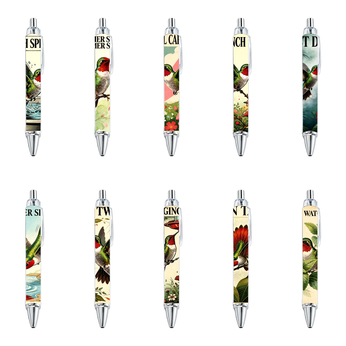 Hummingbird Garden Scene Gel Pen