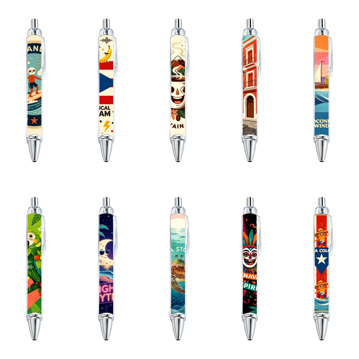 Puerto Rico Themed Gel Pens - 10-Pack
