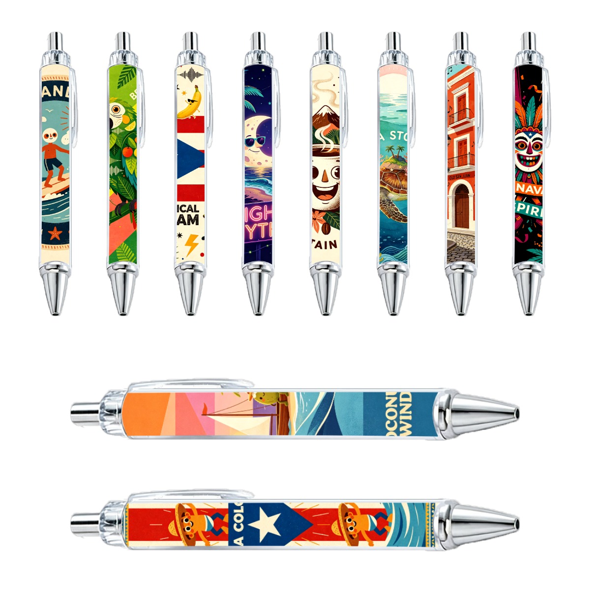 Puerto Rico Themed Gel Pens - 10-Pack