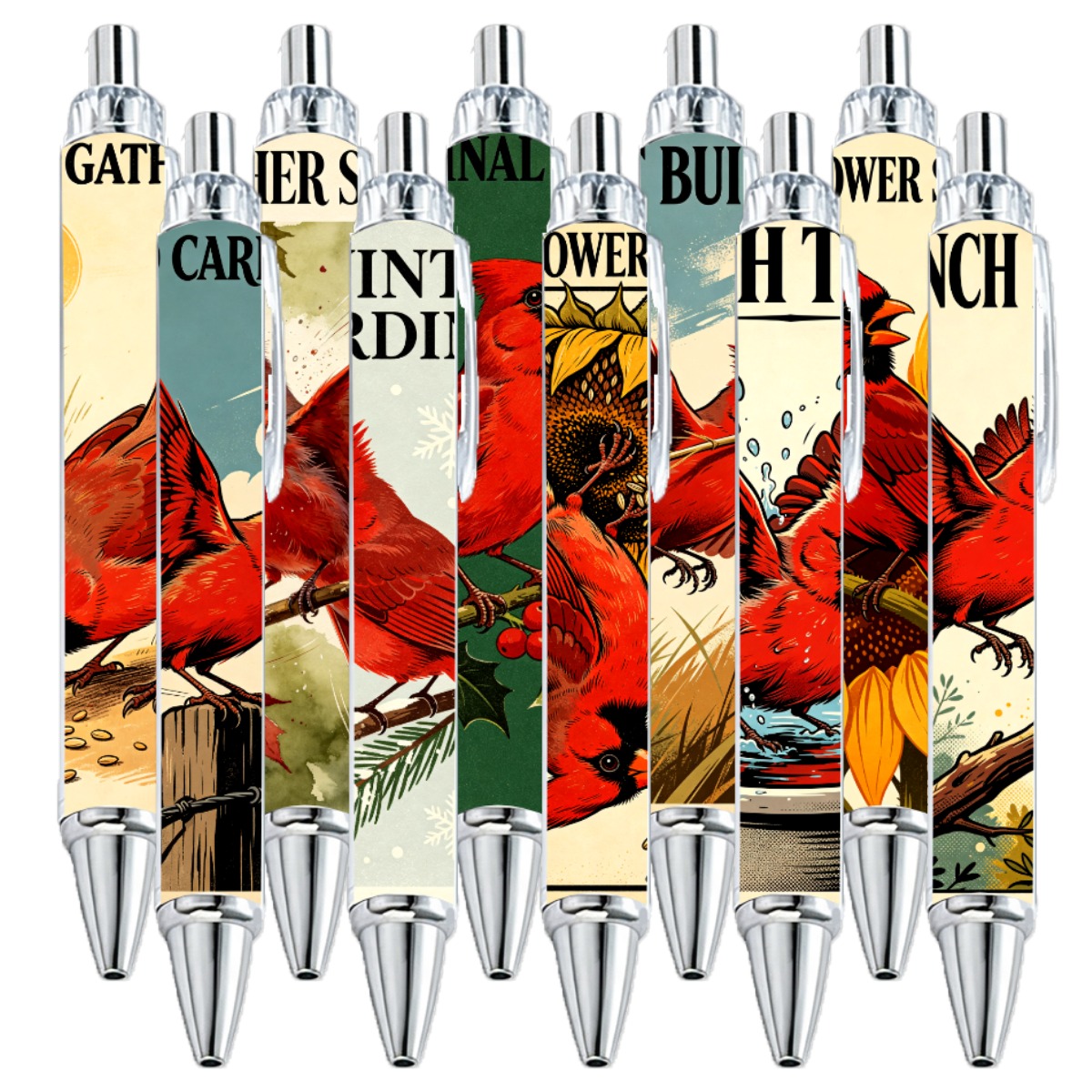 Cardinal Bird Art Gel Pen - 10-Pack