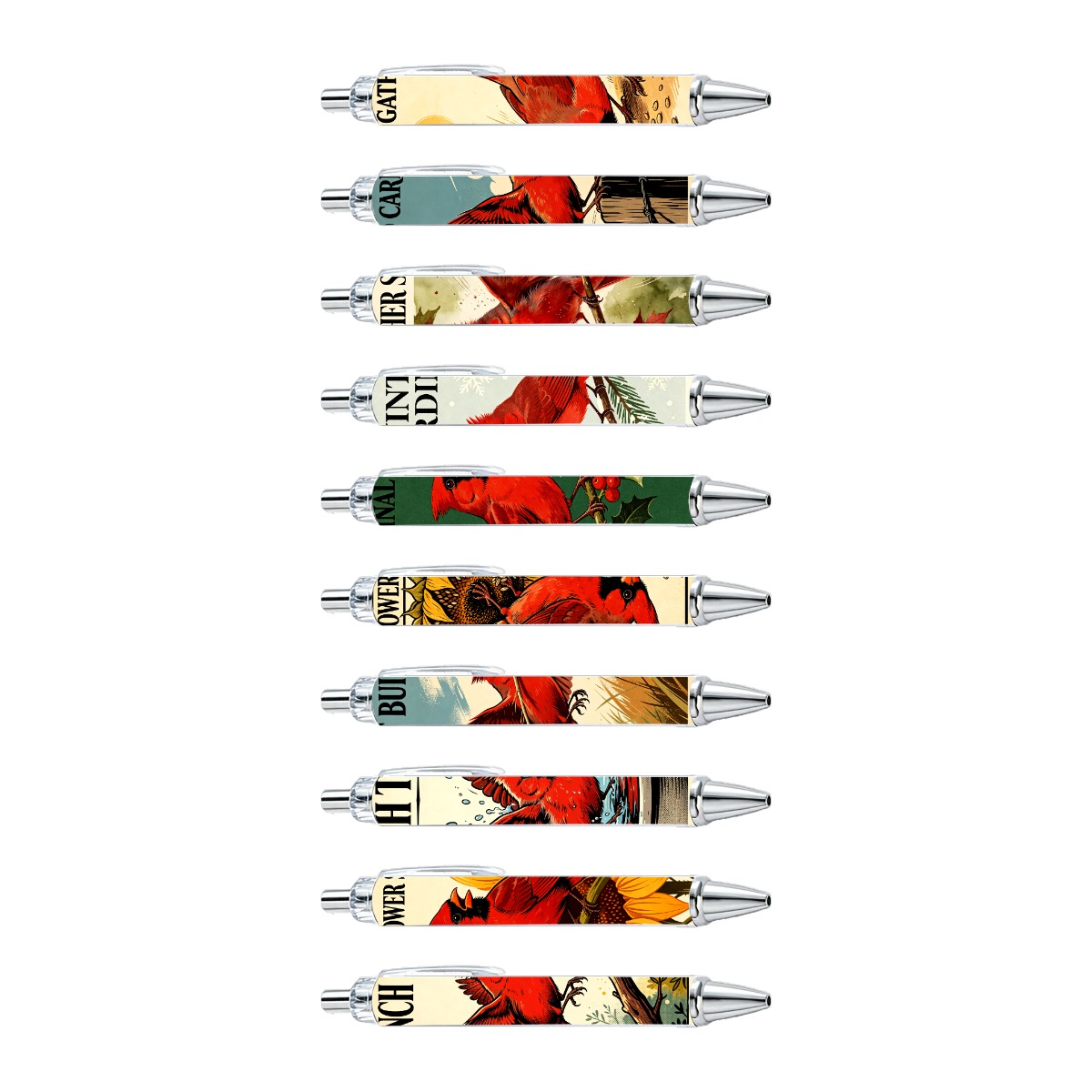 Cardinal Bird Art Gel Pen - 10-Pack
