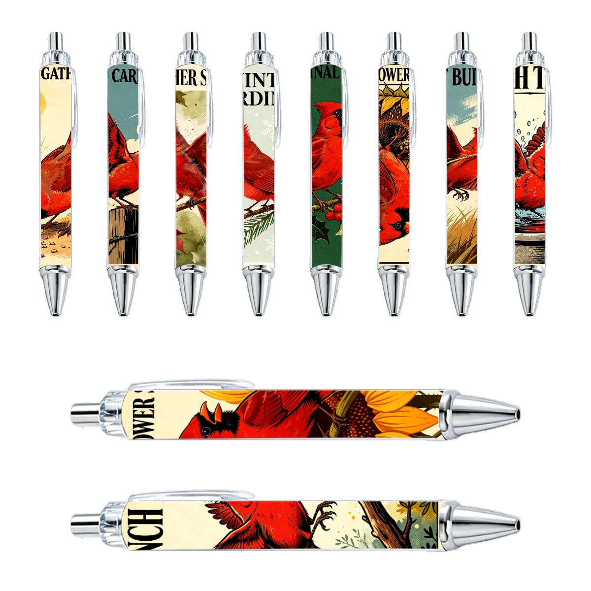 Cardinal Bird Art Gel Pen - 10-Pack