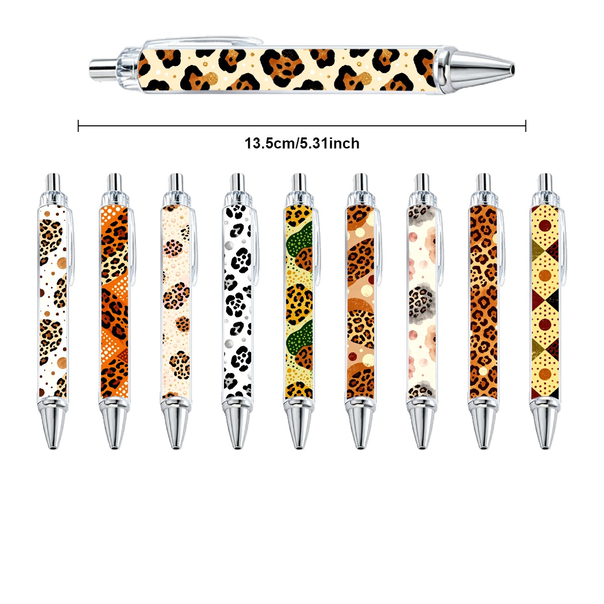 Leopard Print Push Pens - 10-Pack